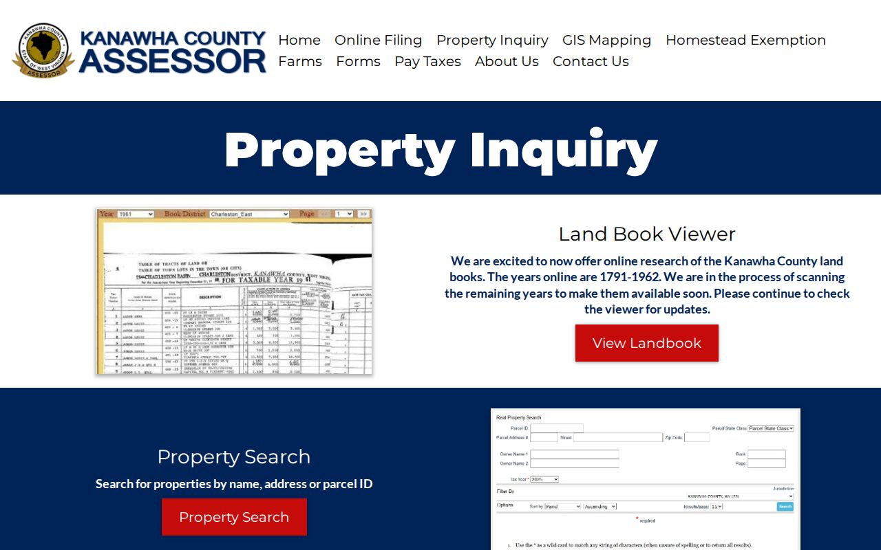 Kanawha Assessor land book information for historic St. Albans property research